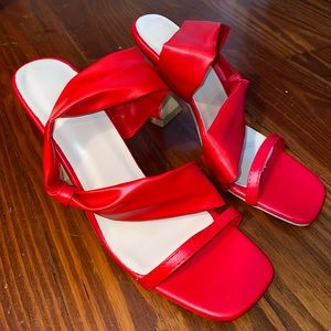 Square Toe Backless Stiletto High Heels Slip on Mule Sandals